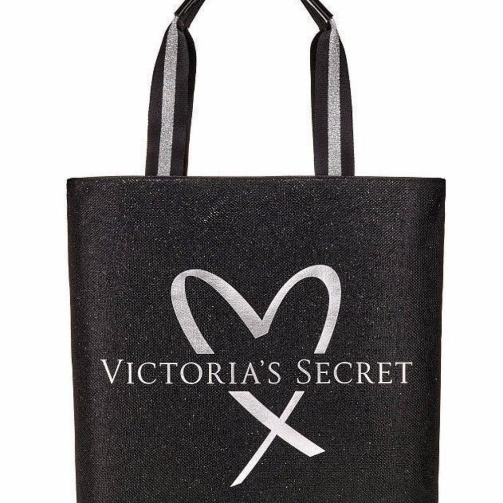 Victoria's Secret Balmain Fashion Show Glitter Tote Bag Handbag‎ Glamour black